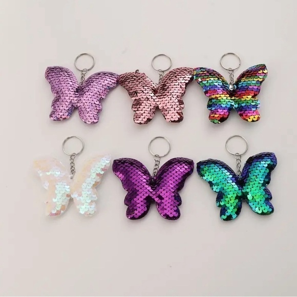 🦋 1 Sequin Butterfly Keychain - Choose Your Color - Picture 1 of 4